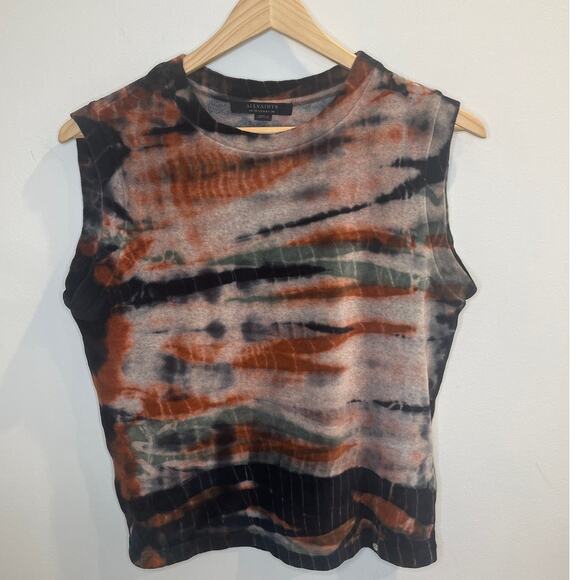 AllSaints Women’s Tie-Dye Velvet Velour Tank Size 6 - Picture 2 of 6